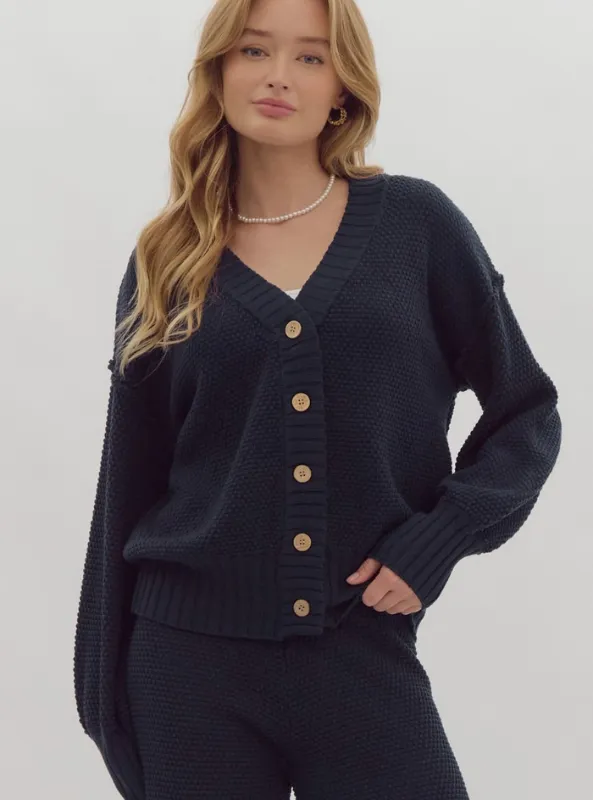 Navy Textured Top