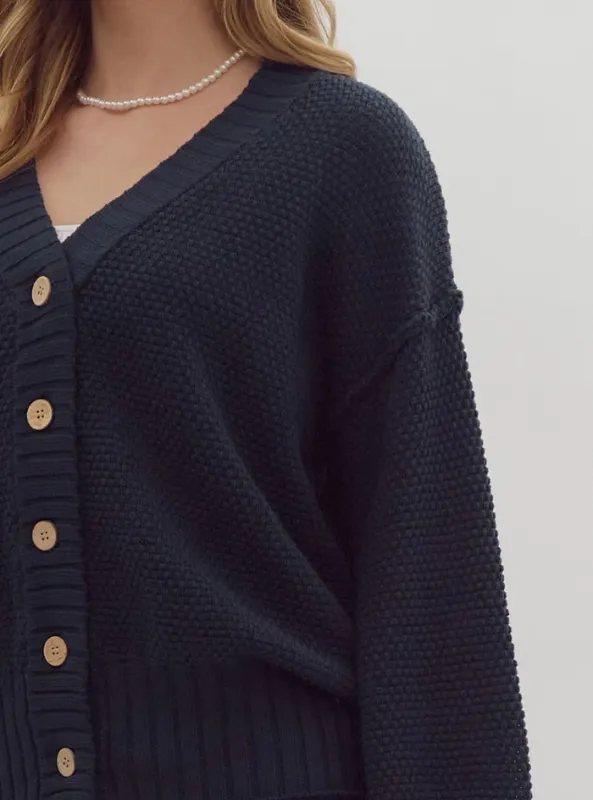 Navy Textured Top