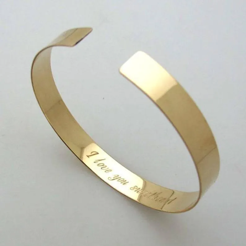 Old English Initials Engraved Gold Bracelet