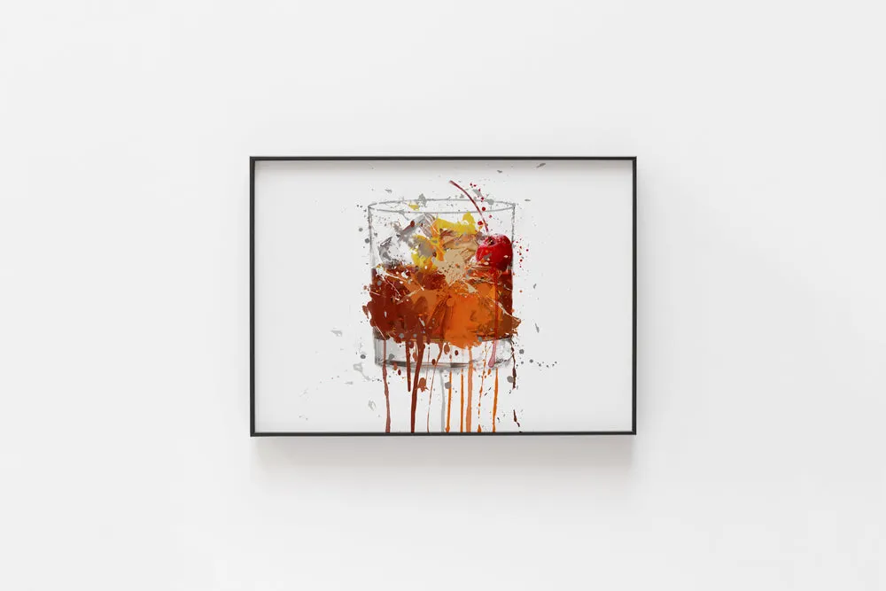 Old Fashioned Cocktail Wall Art Print (Horizontal)