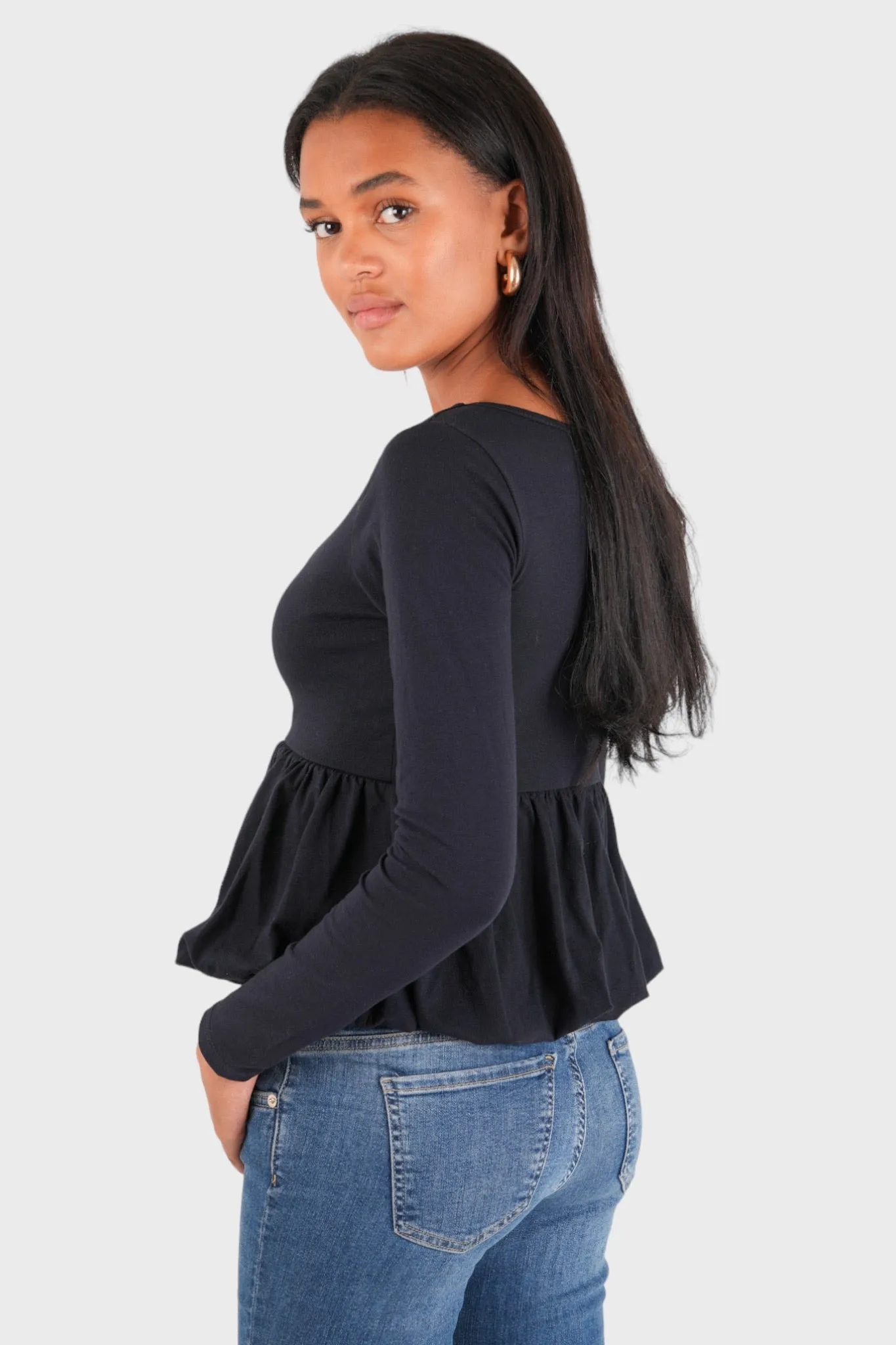 "Peplum" top navy