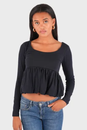 "Peplum" top navy