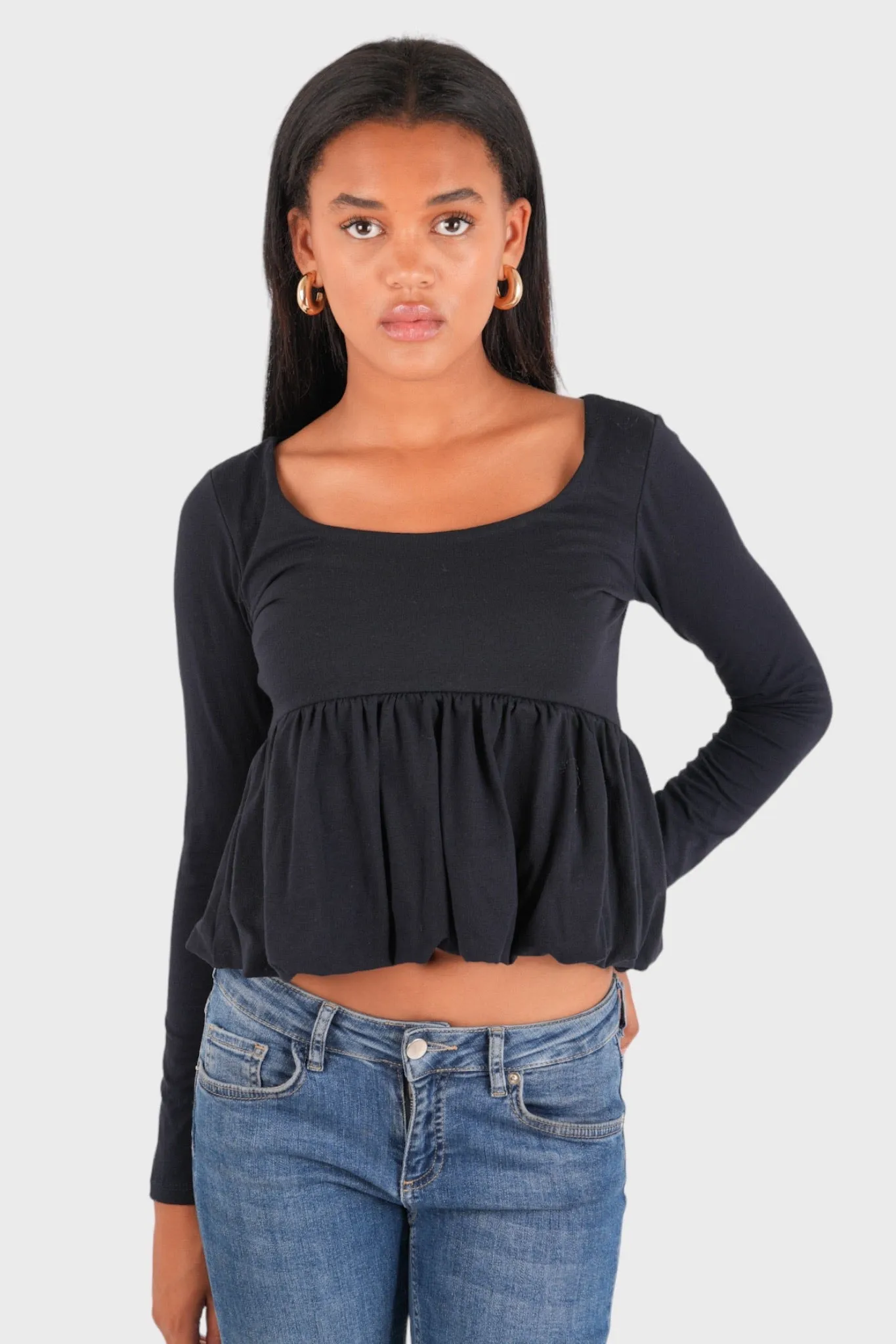 "Peplum" top navy