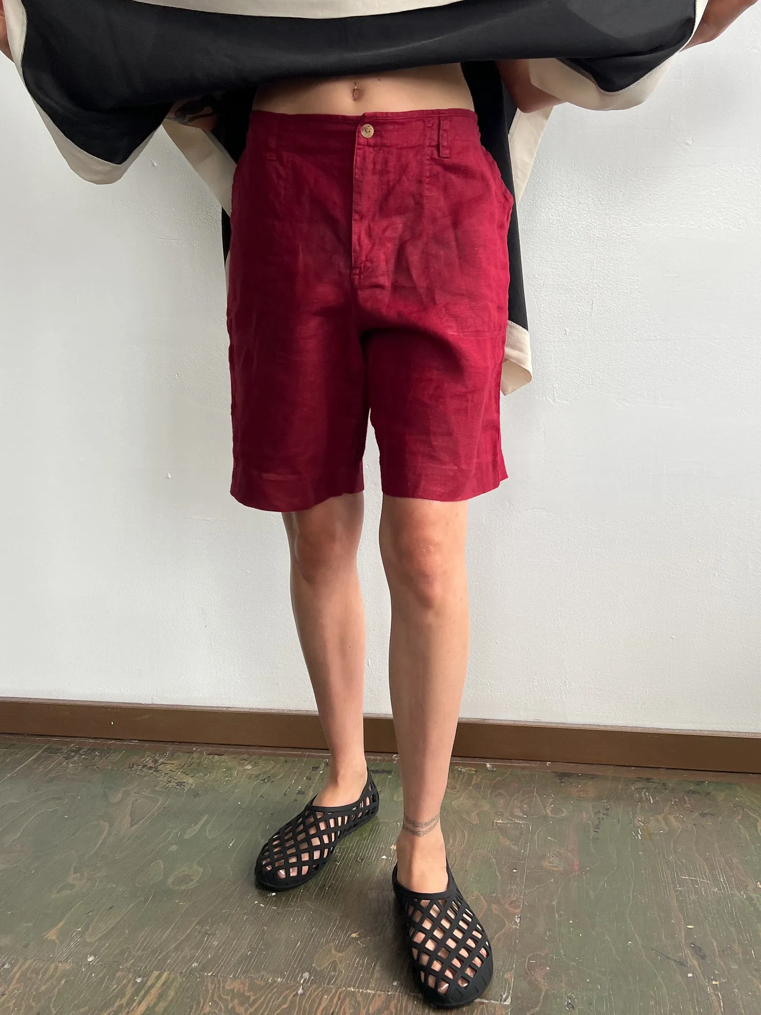 Raspberry Linen Shorts (M)