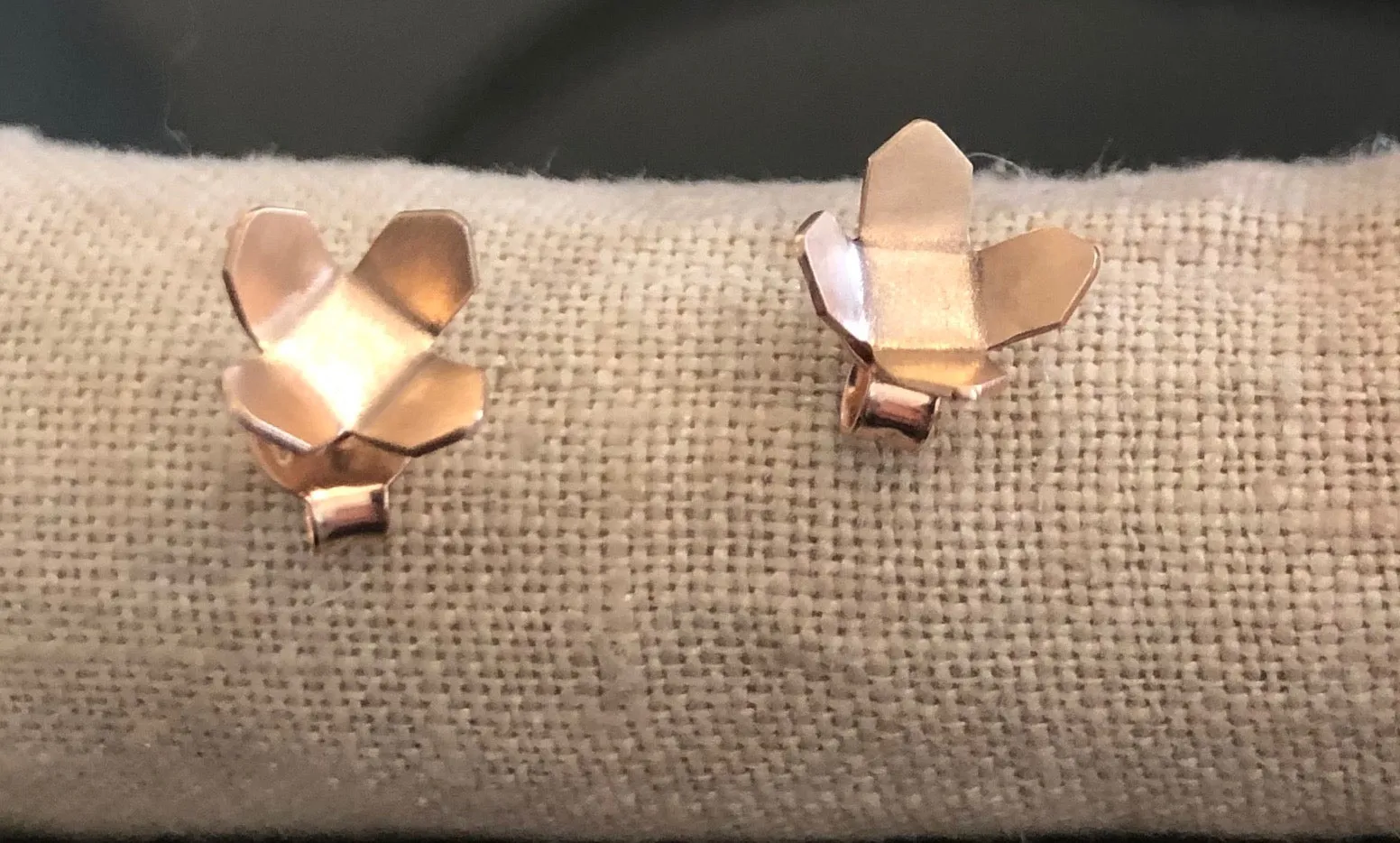 Rose gold urban flower studs