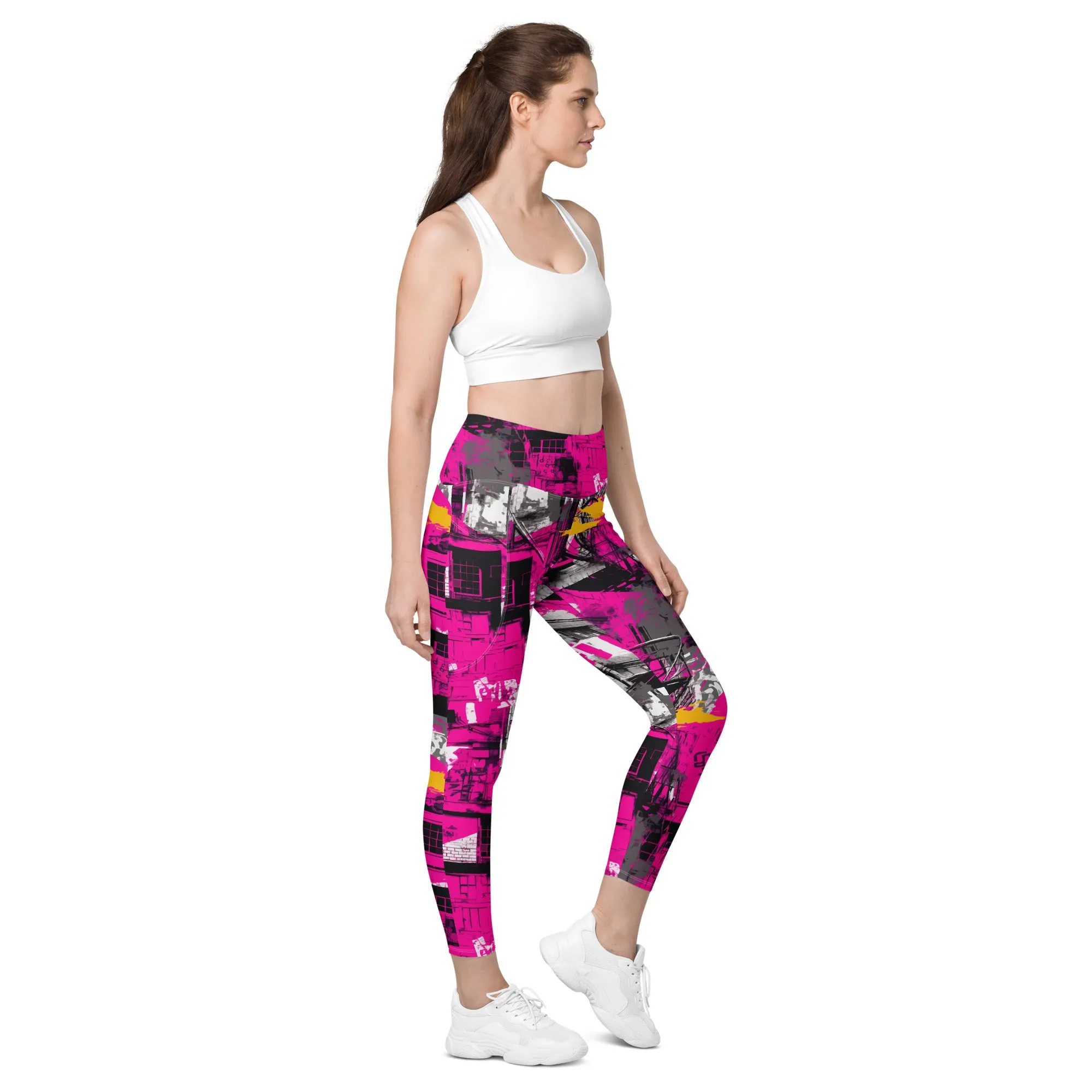 Streetwise Strides: Women's Running Leggings with Pockets - Urban Decay 002