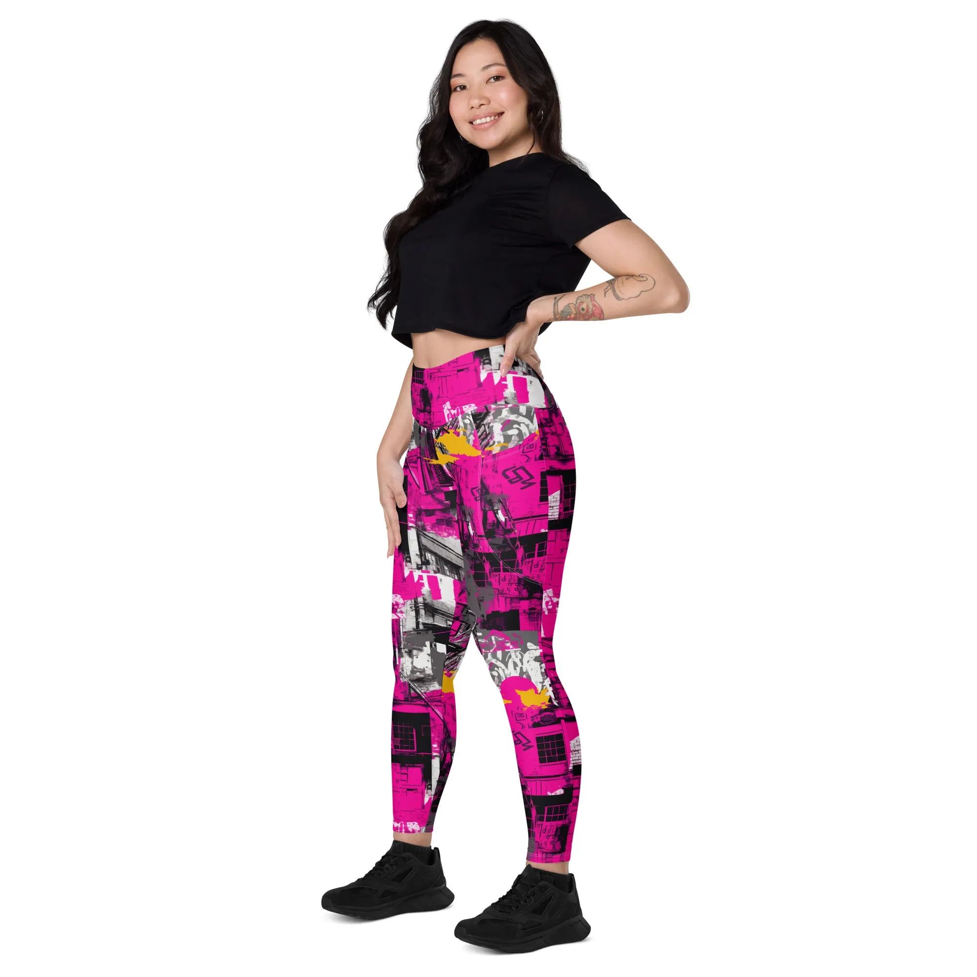 Streetwise Strides: Women's Running Leggings with Pockets - Urban Decay 002