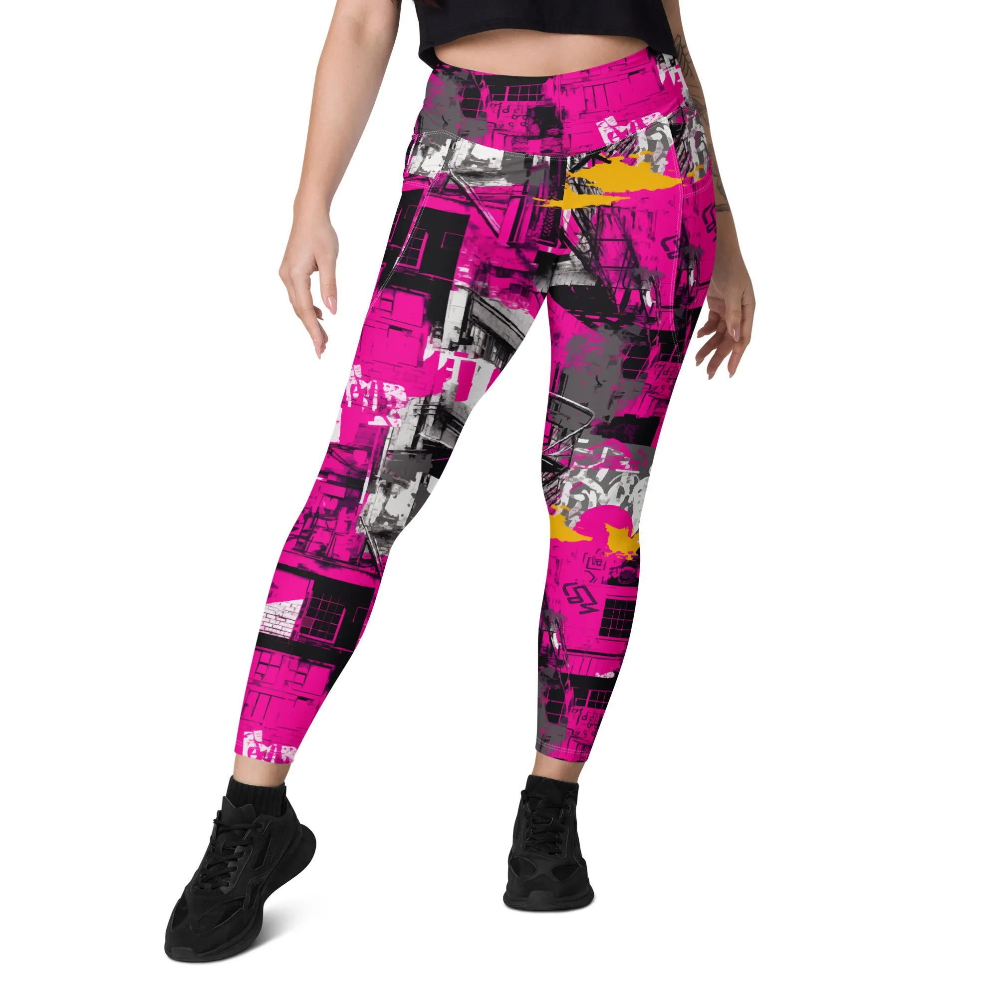 Streetwise Strides: Women's Running Leggings with Pockets - Urban Decay 002