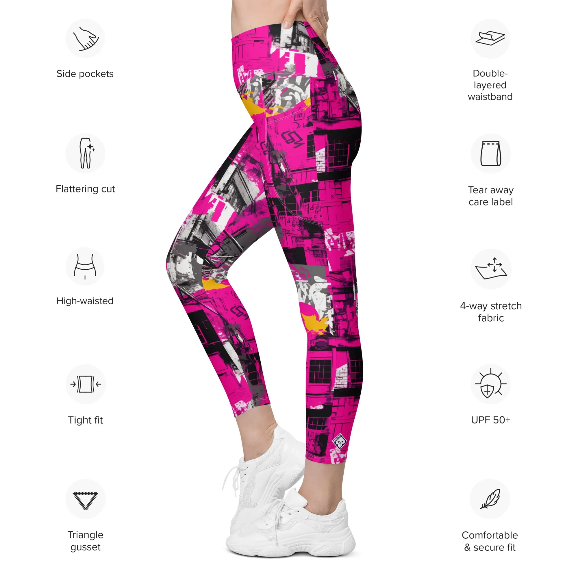 Streetwise Strides: Women's Running Leggings with Pockets - Urban Decay 002