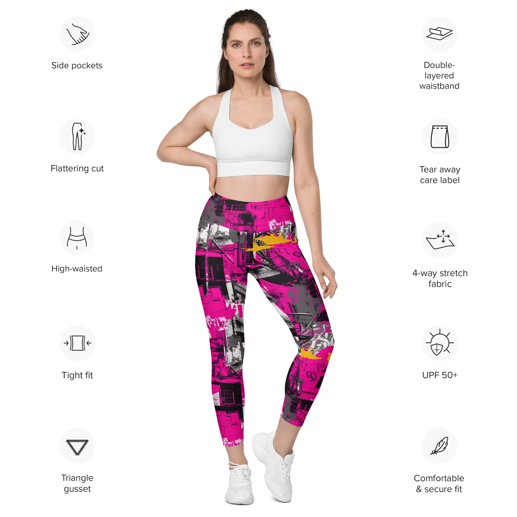 Streetwise Strides: Women's Running Leggings with Pockets - Urban Decay 002