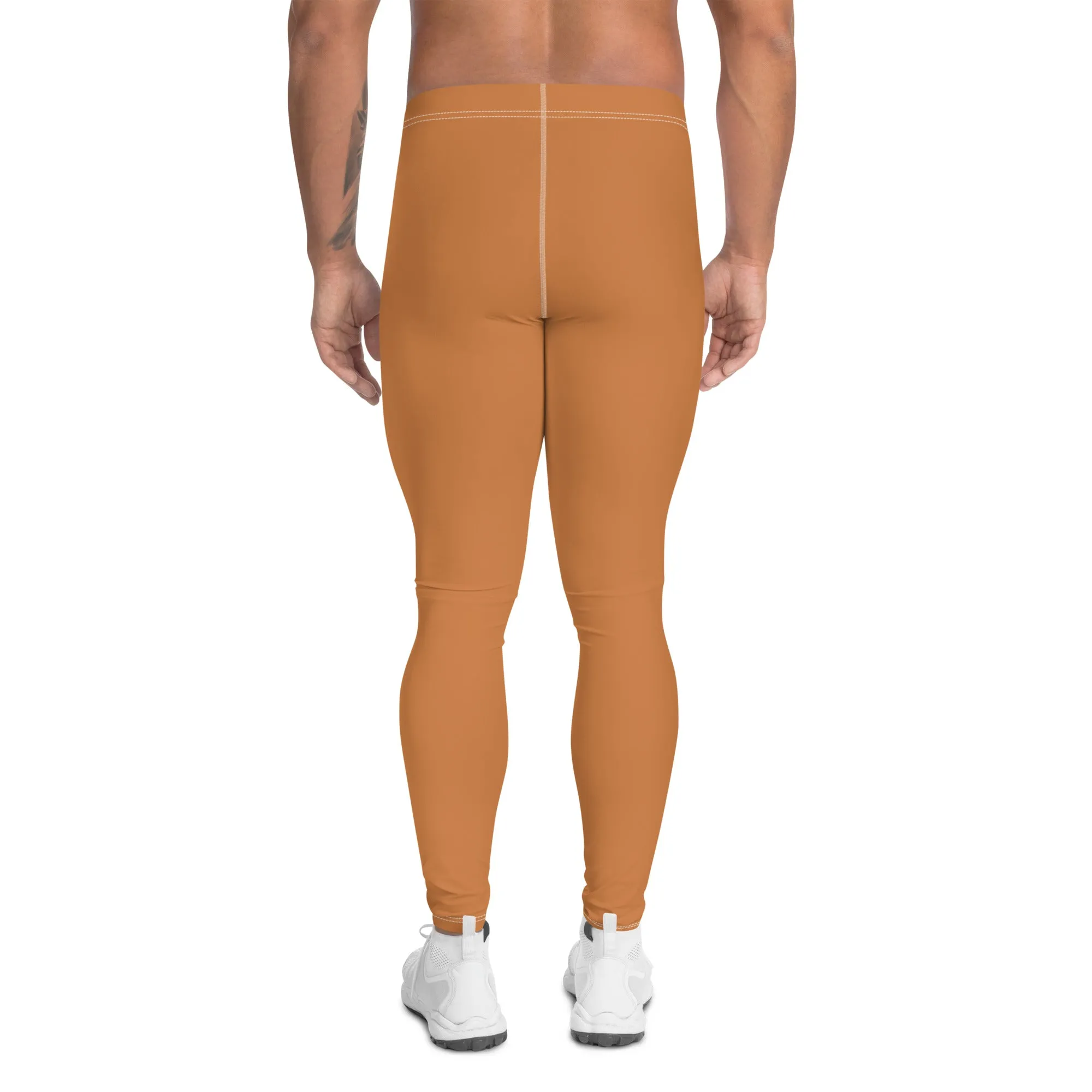 Urban Chic: Solid Color Workout Leggings for Him - Raw Sienna