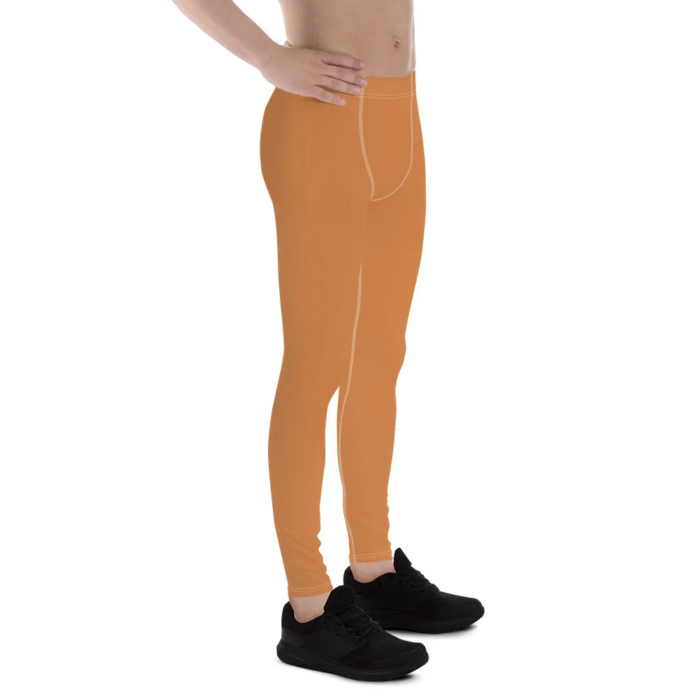 Urban Chic: Solid Color Workout Leggings for Him - Raw Sienna