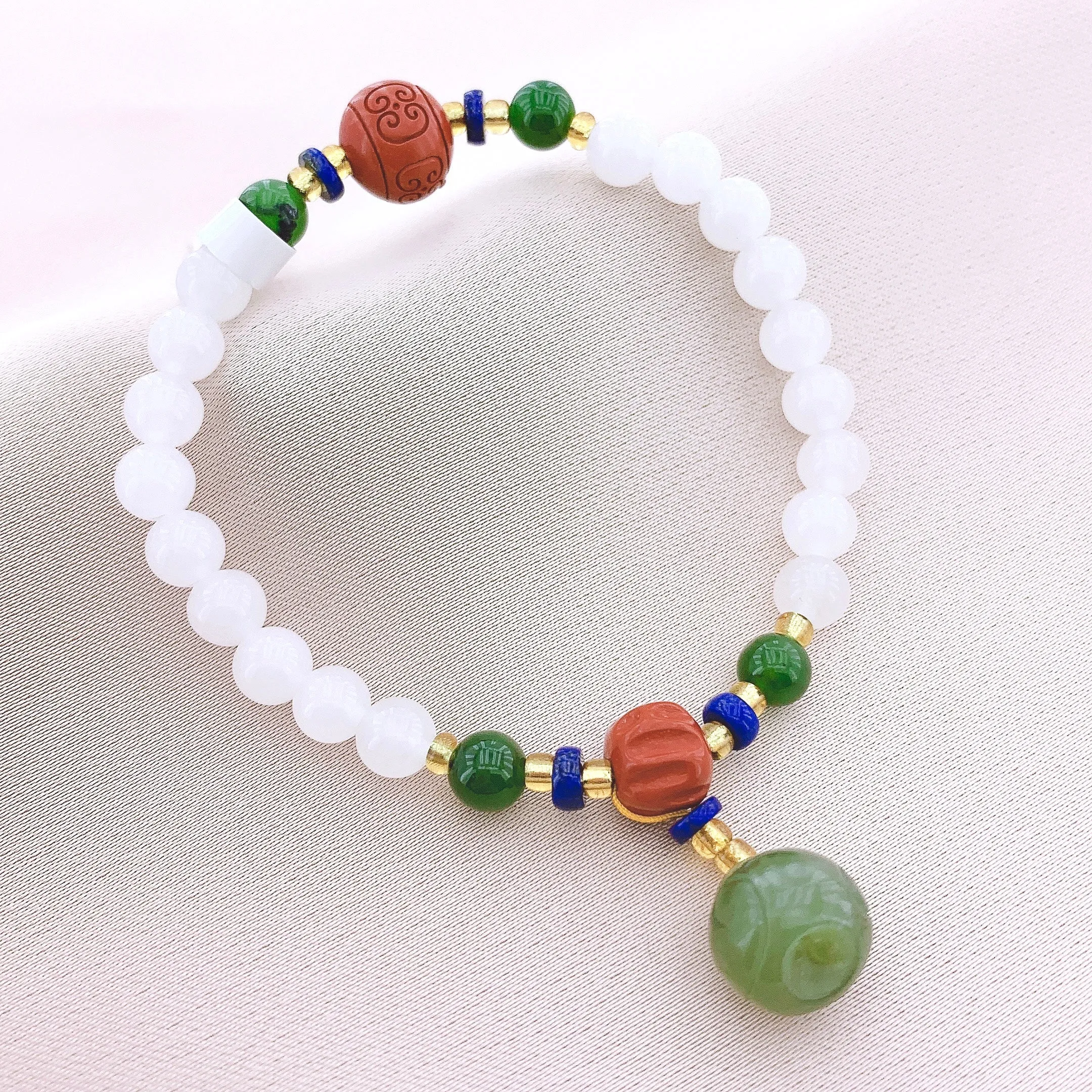 Women's Fashion White Marble Beads Gemstone Bracelet