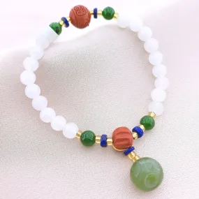 Women's Fashion White Marble Beads Gemstone Bracelet